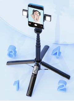 Buy Phone Tripod & Bluetooth Selfie Stick, Tripod for iPhone with Remote Extendable All-in-1 Travel Light Phone Tripod Stand, Portable Camera Tripod with Cell Phone iPhone Android Camera GoPro, Black in Saudi Arabia