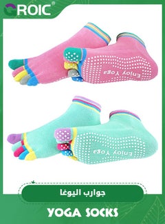 Buy 2 Pairs Yoga Socks for Women with Grips, Pilates Socks, Barre Socks ,Women's Non-Slip Grip Toe Socks in UAE