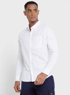 Buy Thomas Scott Men White Slim Fit Cotton Casual Sustainable Shirt in Saudi Arabia