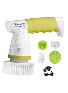 اشتري Electric Spin Scrubber Cordless Rechargeable Cleaning Brush With 4 Heads For Wall Bathtub Toilet Window Kitchen Sink Dish Grout في الامارات