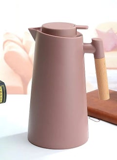 Buy 1000ml Brown Insulated Thermos Flask - Vacuum Carafe for Hot/Cold Beverage, Electric Kettle, Stainless Steel Pitcher, Plastic Shell, Glass Inner in UAE