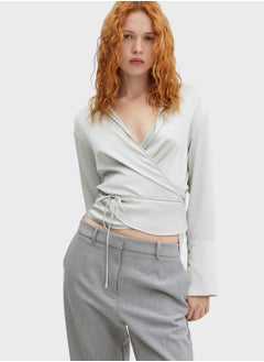 Buy Tie Detail Wrap Crop Top in UAE