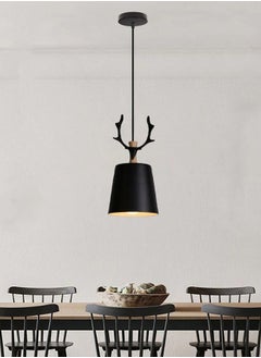 Buy Single Modern Ceiling Pendant Lamp Creative Deer Antler Chandelier Shade Indoor Hanging Light - Black in Saudi Arabia