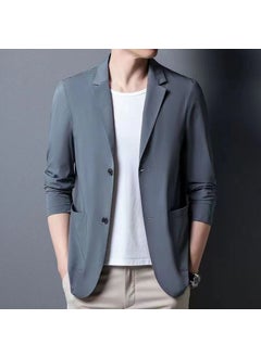 اشتري Foreign Trade Spring and Summer Thin Solid Color Mens Casual Small Suit Korean Mens Business Single Western Sunscreen Suit Jacket MenDark gray Dark gray في الامارات