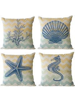 Buy Elecdon Decorative Throw Pillow Covers Pack Of 4 Waterproof Cushion Covers Perfect For Outdoor Patio Garden Living Room Sofa Farmhouse Decor 18X18 Inches Starfish Seahorse in Saudi Arabia