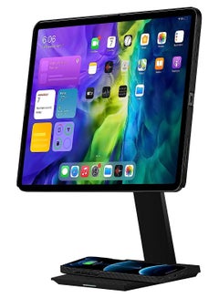Buy iPad Magnetic Stand Adjustable iPad Stand and Tablet Desk Stand [MagEZ Stand] iPad Holder Stand with 15W Smartphone Wireless Charging Base for All Tablets & MagEZ Case 2 for iPad Pro/Air - Black in UAE