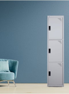 Buy Three doors Steel locker Grey in UAE