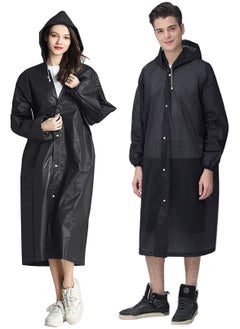 Buy Universal Portable Raincoat, black Waterproof EVA Rain Ponchos for Men and Women, MAKINGTEC Adults Reusable Coats Long Sleeve Poncho Camping, Hiking, or Any Outdoor Activities(2 Pack) in UAE