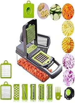 Buy Vegetable Chopper Slicer Cutter Dicer, Multifunctional Mandoline Slicer Onion Slicer Vegetable Slicer Salad Slicer with Food Container & Cleaning Brush for Onion Potato Tomato Salad Fruit in Egypt