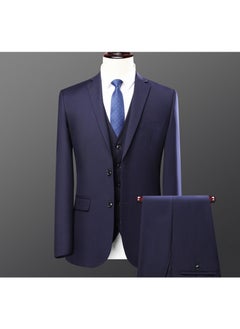 اشتري Suit business mens suit suit 2024 new high-end professional formal suit New Polo best man dress jacket Two buttons navy blue (suit + suit pants) في الامارات