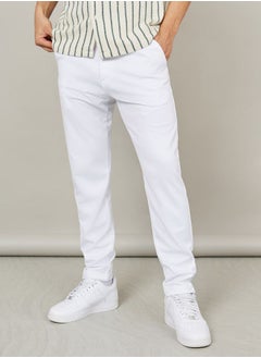 Buy Knitted Smart Slim Trouser with Button Placket in Saudi Arabia