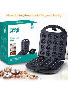 Buy Winningstar Mini Donut Maker Machine Mini Pancakes Maker Nonstick Electric Doughnut Maker Machine 16 Doughnuts Black in Saudi Arabia