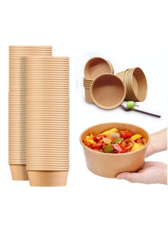 Buy 50 Pcs Paper Salad Bowl Disposable Bowl with Pet Lid Food Packing and Storage in UAE