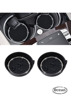 Buy Car Cup Coaster, 2 PCS Universal Non-Slip Cup Holders Bling Crystal Rhinestone Car Interior Accessories in UAE