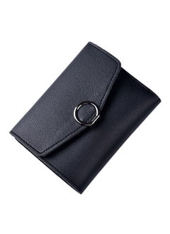 Buy Faux Leather Trifold Short Wallet Black in UAE