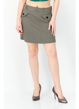 اشتري Women Checkered Button Front Mini Skirts, Light Brown Combo في الامارات