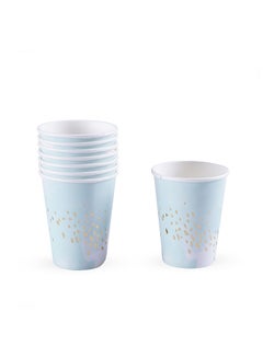Buy Rosario 8-Piece Disposable Paper Cup 270 ml Blue in UAE