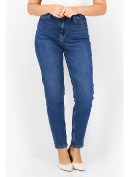 اشتري Women Mom Fit Washed Stretchable Jeans, Blue في الامارات