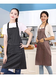 Buy Aprons for Women Men, 2 Pack Adjustable Waterproof kitchen Bib with 2 Pockets, for BBC Chef Cooking Grilling Waitress Work, Brown Black Apron, Machine Washable & Durable in UAE