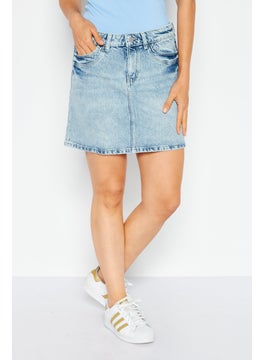 اشتري Women Washed Denim Skirts, Blue في الامارات