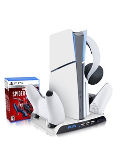 Buy XICEN PS5 Slim Cooling Stand with Controller Charging Station (White) in Saudi Arabia