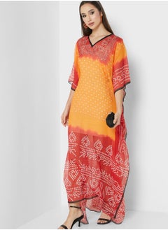 Buy Printed Cape Sleeve Kaftan in UAE