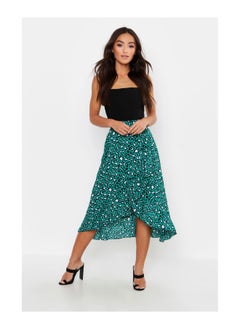 Buy Petite Tie Front Animal Ruffle Midaxi Skirt in UAE