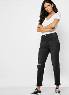 Buy Knee Ripped Straight Jeans in UAE