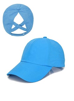 Buy Criss Cross Ponytail Baseball Cap Baseball Snapback Cap,Mesh Hat,Baseball Cap Sports Golf Outdoor Simple Solid Hats,Offers Protection from Sun Light During Long Hours of Outdoor Sports,Blue in Saudi Arabia