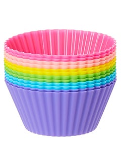 اشتري 12 PCS Silicone Cupcake Non-Stick Muffin Cake Multicolored Chocolate Liner Baking Cup Mold في الامارات