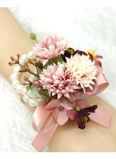 Buy Elegant Wedding Guest Corsage Bridal Bouquet Red Pink 6 hand flower in Saudi Arabia