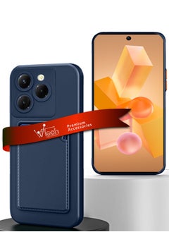 Buy Silicone TPU With Card Holder Case Cover For Infinix Hot 40 Pro 4G 2023 Navy Blue in Saudi Arabia