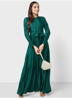 Buy Pleated Tie Detail Dress in UAE