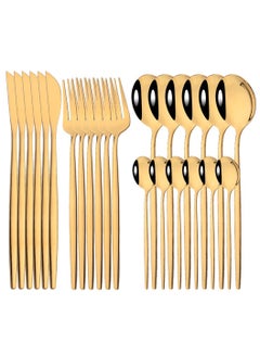 Buy 24 Piece Stainless Steel Flatware Cutlery Set Knife Fork Spoon Teaspoon Flatware Set in Saudi Arabia