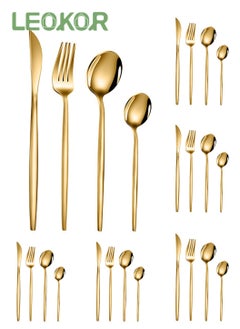 اشتري 24 Piece Stainless Steel Flatware Cutlery Set Knife Fork Spoon Teaspoon Flatware Set في السعودية