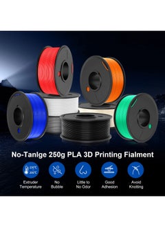 اشتري SUNLU 250g PLA Filament 1.75mm, 3D Printer Filament, Dimensional Accuracy +/- 0.02 mm, 0.25 kg Spool, 8 Rolls, Black+White+Grey+Transparent+Red+Blue+Orange+Green في الامارات