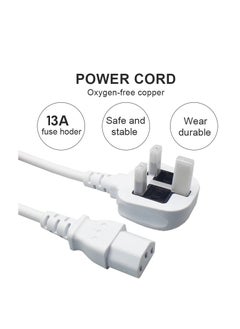 Buy White Desktop Power Cable 250V 13A Monitor Power Cord 3 Pin UK Main Leads Universal AC Power Cord Replacement for PC Computer Printer DKURVE in UAE