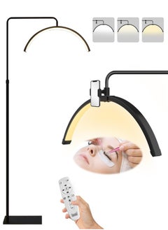 Buy Eyelash LED Floor Light, Half Moon Lamp for Lash Extension, Lighting for Beauty, Skincare, Lashes, Eyebrows, Filming Content Creation, with Adjustable Brightness & Height, Black in UAE