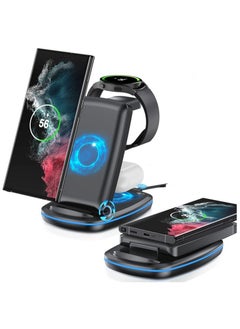 Buy Wireless Charger 3 in 1,Foldable Fast Charging Station Compatible with Samsung Galaxy Watch 6 classic/6/5 Pro/5/4/3,S23 S23+ S22 S22+ S21 S20 Ultra FE/Note 20 10 9/ Z Flip Fold 5 4 3 2 in Saudi Arabia