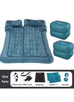 Buy 9-Pieces Inflatable Mattress Air Bed With 2 Storage Piers for Car Travel and Camping 181K Green in Saudi Arabia