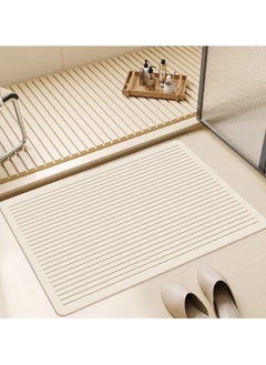 اشتري Tycom Cloth Bath Mat Super Absorbent Bathtub Mat with Non-Slip Anti-Slip Bathroom Floor Mats and Quick Dry Bath Rug Thickened Soft Easier Clean Carpet 50 By 80 CM Straight Line. في الامارات