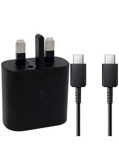 اشتري compatible Samsung Original 25W Fast Charging USB-C Mobile Phone Mains Plug/Wall Charger, Genuine Samsung Charger Compatible with Galaxy Smartphones and Other USB Type C Devices – Black, في الامارات