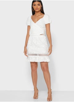 Buy Embroidered Ruffle Trim Skirt in UAE