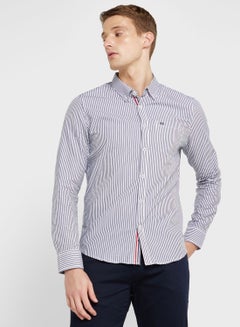 Buy Men Slim Fit Striped Casual Cotton Shirt in UAE