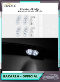 Buy 4 Pcs Car LED Lights Interior Portable LED Touch Lights with 6 Bright LED Lamp Beads USB Rechargeable Light Car Emergency White in UAE