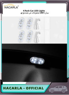 Buy 4 Pcs Car LED Lights Interior Portable LED Touch Lights with 6 Bright LED Lamp Beads USB Rechargeable Light Car Emergency White in UAE