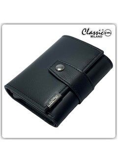 Buy Classic Milano Synthetic Wallet for men; RFID Mens Wallet Automatic Cardholder (Black) by Milano Leather in UAE