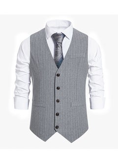 Buy New Casual Striped Single Breasted Men's Suit Vest in UAE