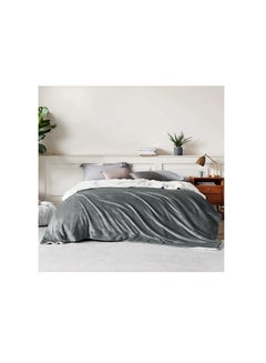 Buy Sherpa Blanket Single Size Twin Plush Throw Bed Blanket ,160X220cm, Flannel Fleece Reversible Lamb Blanket, Grey in UAE