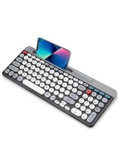 اشتري Wireless Keyboard , Multi-Device (Bluetooth+2.4G) Business Office Keyboard with Phone Tablet Holder, Full-Size Typewriter Wireless Keyboard for Computer/Laptop (Black) في السعودية